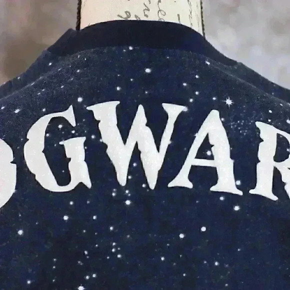 Kid's Harry Potter size M navy blue hogwarts long sleeve jersey star pattern - Picture 3 of 12